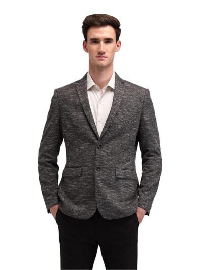 Arrow Mens Brown Self-Design Notch Collar Long Sleeve Formal Polyester Slim Fit Blazer