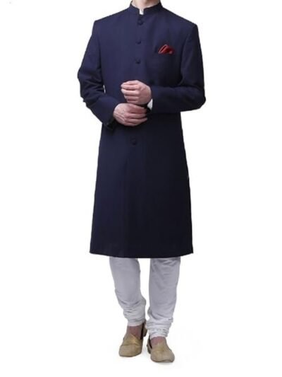 Royal Kurta Men's Viscose Blend Solid Nehru Sherwani