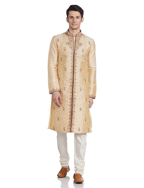 Manyavar Men's Cotton Solid Regular Kurta Set