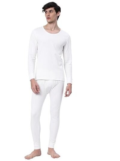 Cotstyle Offwhite Cotton Men Winter Thermal Top & Bottom Set
