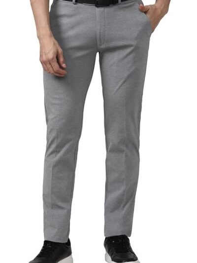 Peter England Men's Slim Fit Mid Rise Formal Stretchable Knit Super Trouser | Comfort Lycra | 360-Degree Stretch