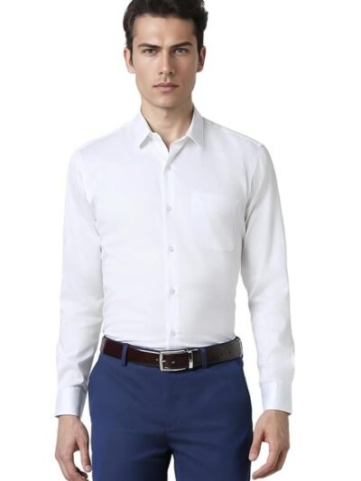 Peter England Men's Satin Solid Regular Fit Shirt Cotton with Satin Sheen | Luxury