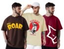 LEOTUDE Men's Cotton Regular Fit Half Sleeve Oversized Tshirt, Round Neck Longline Drop Shoulder | ful Printed Combo T-Shirt