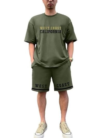 NOBERO Men's Cottonblend Solid Co-Ord Set
