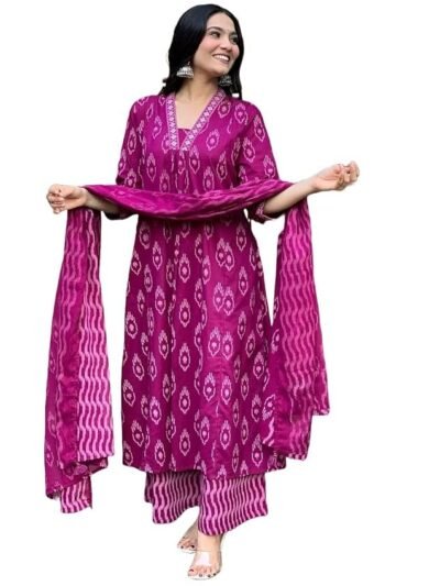 Alvami Women Anarkali Kurta and Pant Set with Dupatta