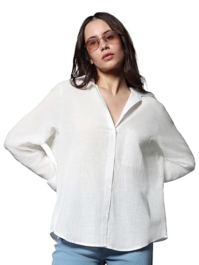 HIGH STAR Women's Cotton Oversized Fit Shirt