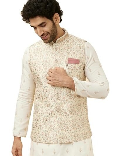 Manyavar Men's Art Silk Zardosi|Embroidered Nehru Jacket