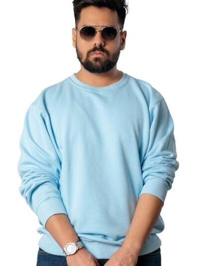 Todo BASIQUE Mens Cotton Ribbed Round Neck Full Sleeve Sweatshirt | Baggy Crew