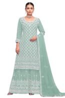 SHAZIYA Designer Embroidered Georgette Sharara Suit for Women Ethnic Indian Dress with Dupatta Elegant Traditional Salwar Suit Set for Weddings