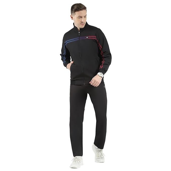 Monte Carlo Men's Regular Fit Tracksuit | Full Sleeve | Mock Neck | Solid Pattern | Stylish & Comfortable Sportswear Track Suit For Men's