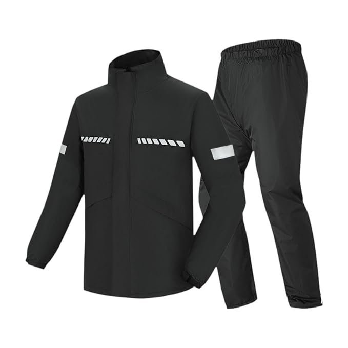 CLUB BOLLYWOOD Meadawgs®Rain Suit for Men Loose Fit Breathable Waterproof Reflective Strip Rain Coat M|Clothing, Shoes & Accessories | Coats & Jackets|1 Set Rain Suit (Jacket and Pants)