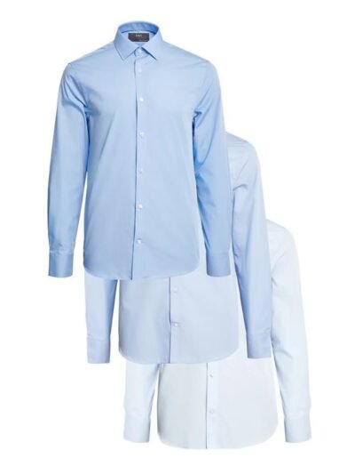 Marks & Spencer Mens Solid Polyester Blend Collared Neck Slim Fit Easy Iron Shirt